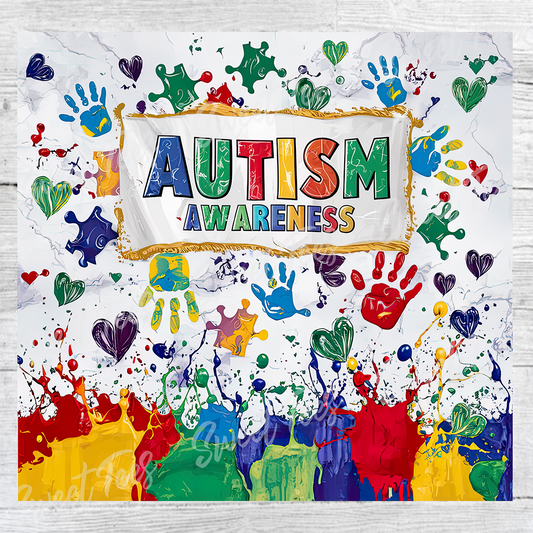 Autism Awareness Paint Splatter Tumbler Sublimation Transfer