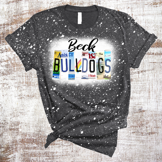 Spirit Shirts School Mascot License Plates Bleached Tee