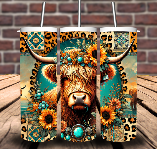 Western Highland Cow Sublimation Tumbler 20oz 30oz
