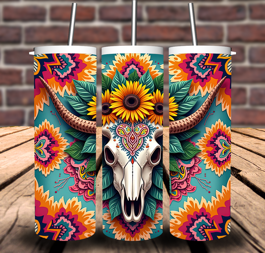 Western Skull Blanket Sublimation Tumbler 20oz 30oz