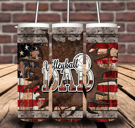 Volleyball Dad Patriotic Sports Sublimation Tumbler 20oz 30oz