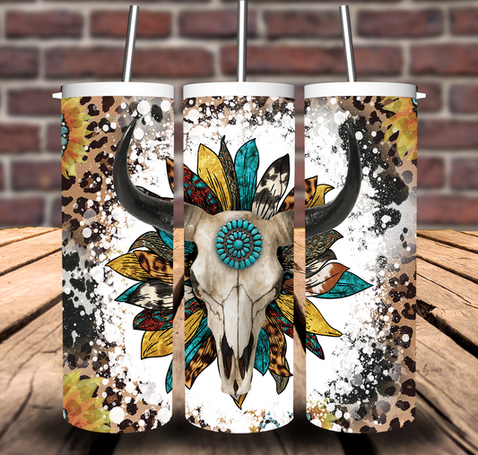 Western Skull Cowhide Sublimation Tumbler 20oz 30oz